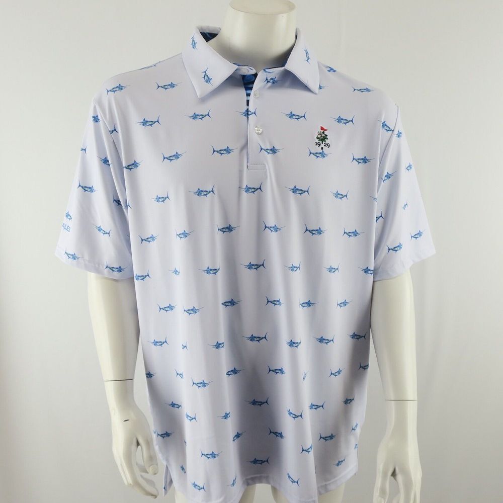 Scales Golf Polo Shirt Mens XL Marlin Sailfish Fish Print - Picture 1 of 8
